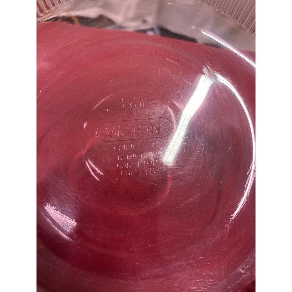 Set Of 2 CORNING WARE VISION CRANBERRY‎ OPEN 1 QUART, 24oz Casserole Dishes